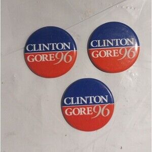 3 Clinton Gore 96 Political Button Pins